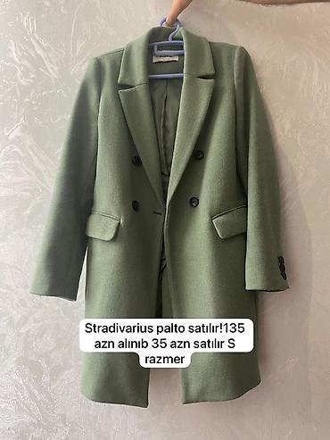 пальто zara: Пальто, Stradivarius, S, цвет - Зеленый — 1