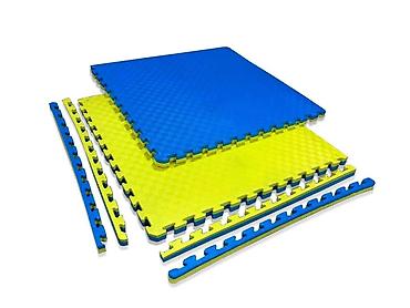 Другое для спорта и отдыха: Пазл маты татами EVA | Даянг | Желто-синий 1,5 см | Желто-чёрный 2 см — 1