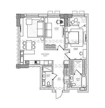 Продажа квартир: 2 комнаты, 86 м², Элитка, 4 этаж, Готовая ПСО (под самоотделку) — 4