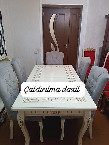 Qonaq otağı üçün, İşlənmiş, Kvadrat masa, 6 stul