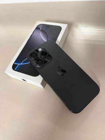 не зарегистрированные телефоны: IPhone 16 Pro, Б/у, 256 ГБ, Black Titanium, Кабель, Коробка, 100 %