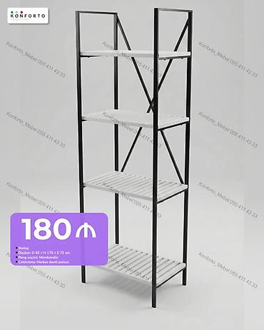Metall karkaslı çoxrəfli stellaj - Ölçülər: D 40 × H 170 × E 70 sm -