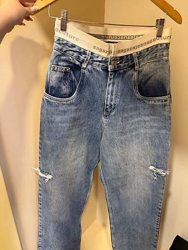 Cinslər: Bu Sagazajeanscouture qadın cins şalvarı açıq mavi rəngdədir və yüksək — 1