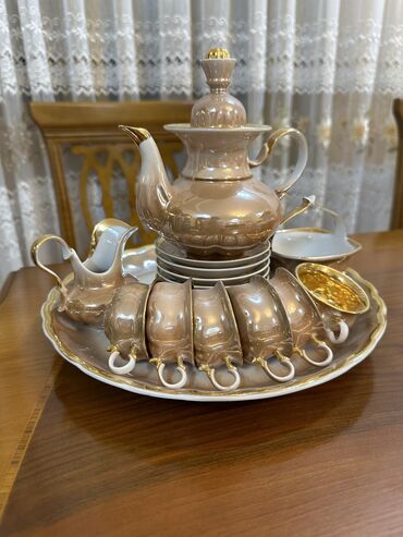 çay dəstləri: Çay dəsti, rəng - Bej, Farfor, 6 nəfərlik, Rusiya