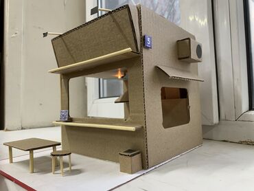 Игрушки: Продаю макет, мини закусочной шаурма из картона с зарядкой подсветкой — 7