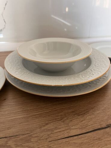 lenkeran badimcan tursusu: Nahar dəsti, rəng - Ağ, Farfor, 6 nəfərlik, Türkiyə