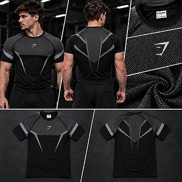 Футболки: Мужская спортивная футболка/лонгслив Gymshark (серия с геометрическим — 1