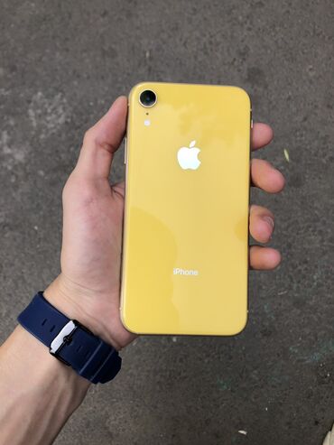 Apple iPhone: IPhone Xr, Б/у, 128 ГБ, Желтый, Чехол, 80 %