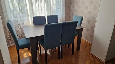 Yemək otağı dəsti - Tərkib: 1 ədəd düz formalı stol + 6 ədəd stul -
