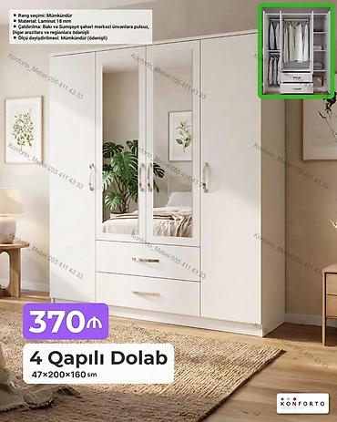 Mebel: 4 qapılı şkaf – 47×200×160 sm - Material: 18 mm laminat - Rəng — 1