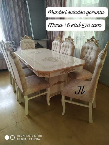 modern stol stul: Yeni, Açılmayan, Dördbucaq masa, 6 stul, Azərbaycan