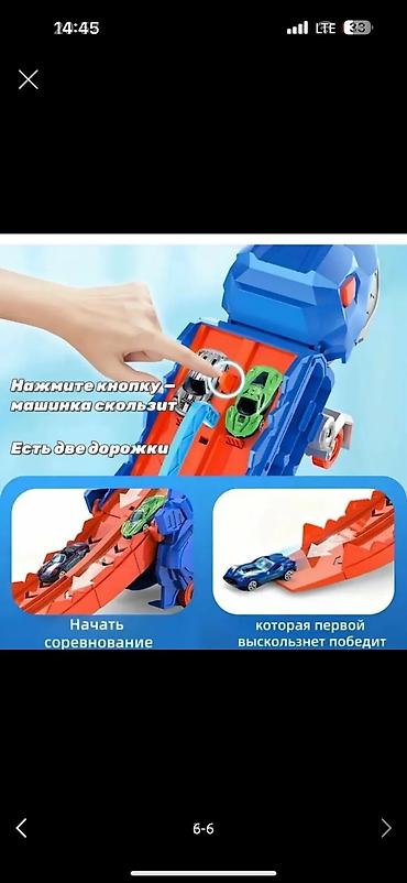 дином: Автовоз дино с машинками 8 шт - Игрушечный грузовик-динозавр с ярким — 6