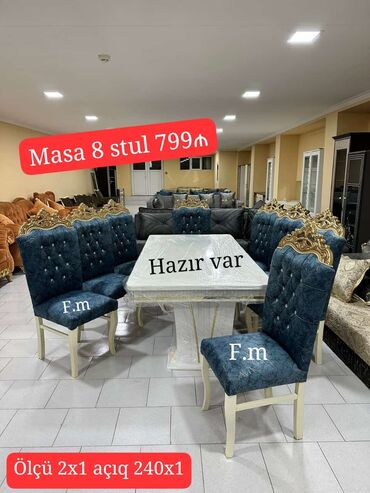 Dolablar: Qonaq otağı üçün, Yeni, Dördbucaq masa, 8 stul