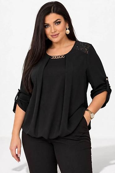 kozn: Elegantna ženska bluza – plus size - Model: lepršava bluza A-kroja sa — 4