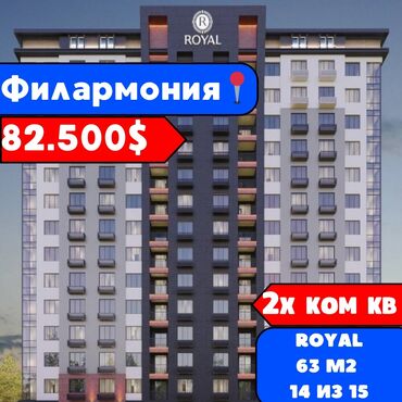 Салоны красоты: 2 комнаты, 63 м², Элитка, 14 этаж, ПСО (под самоотделку)