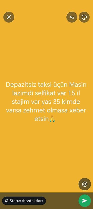 tır sürücü kursu: Taksi sürücüsü tələb olunur, Avtomobilin icarəsi, 6 ildən artıq təcrübə — 1