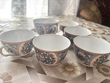 cay: Çay dəsti, rəng - Göy, Farfor, 6 nəfərlik — 1