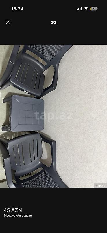 bag stol: Balkon üçün, İşlənmiş, Açılmayan, Kvadrat masa, 2 stul — 2