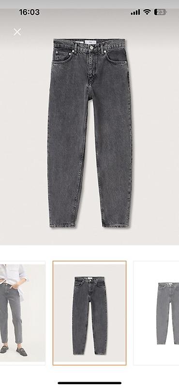 Cinslər: Qadın mom jeans 36 S razmer– tünd boz (washed) rəng - Model: Mom fit — 1