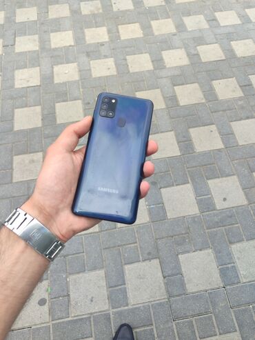 Samsung: Samsung Galaxy A21S, 32 GB, rəng - Göy, Düyməli, Barmaq izi, Face ID