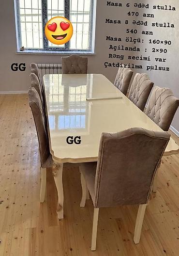 masa ders: Yeni və Sifarişlə Masa 6 ədəd stulla 470 azn Masa 8 ədəd stulla 540 — 1