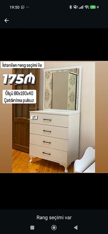 komod satilir: Yataq otağı üçün, Siyirməli, Güzgülü, Pulsuz quraşdırılma, Zəmanətsiz, Kredit yoxdur — 1