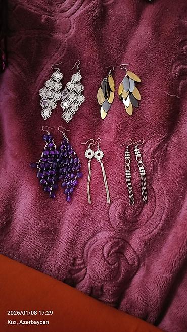 Bijuteriya dəstləri: Qadın bəzək dəsti - Boyunbağı: Nazik qızılı rəngli zəncir, ucu — 8