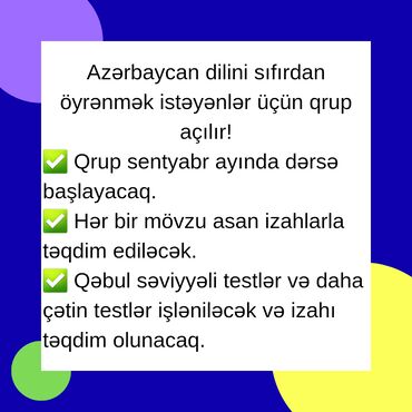 Repetitorlar: Azərbaycan dili və Ədəbiyyatdan qruplar yığılır. Hər iki fənndən 1