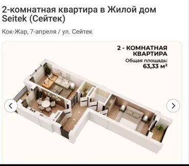 Здания: 2 комнаты, 64 м², Элитка, 9 этаж, ПСО (под самоотделку)