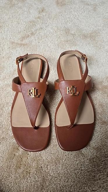 zelene starke converse: Lauren Ralph Lauren ženske sandale – kožne japanke sa kaišem - Model — 4