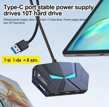 Digər kompüter aksesuarları: 8-i və 7-si 1-ində GENİŞLƏNDİRİCİ USB-lər satılır. • 1 USB — 7