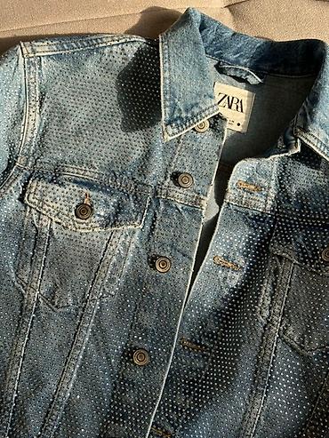 denim: Джинсовая куртка ZARA с кристаллами (Rhinestone Crystal Light Blue) - — 2