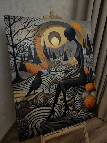 qaqa şekilleri profil üçün: Orijinal rəsm əsəri – akril kətan üzərində - Mövzu: Sürreal peyzaj və