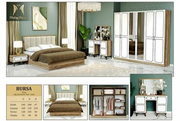 Yataq otağı dəstləri: İkinəfərlik çarpayı, Termo, 2 tumba, Dolab, Azərbaycan, Yeni — 9