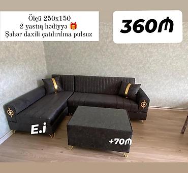 l masalar: Bu, ağ rəngdə, L formalı künc divandır. Divan düz xəttli dizayna — 2