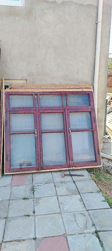 qapi ve pencere: Taxta qapı və pəncərə dəstləri - Material: bərk taxta (rəng: tünd — 1