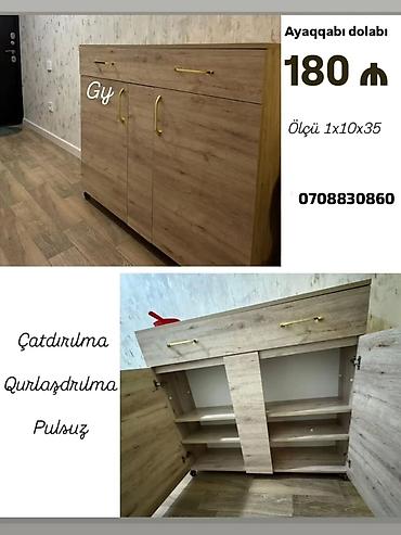tut: Ayaqqabı dolabı - Material: ağac dekorlu laminat - Rəng: açıq palıd — 1