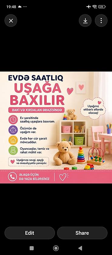 evde daye: Ev şəraitində uşaq baxıcılığı xidməti – Bakı və Xırdalan ərazisində - — 2