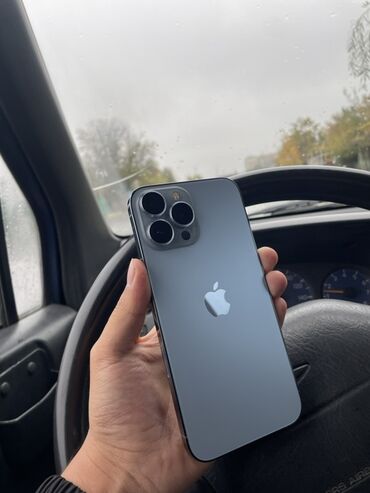 кольцо для видео: IPhone 13 Pro Max, Колдонулган, 128 ГБ, Sierra Blue, Коргоочу айнек, Заряддоочу түзүлүш, Кабель, 79 %