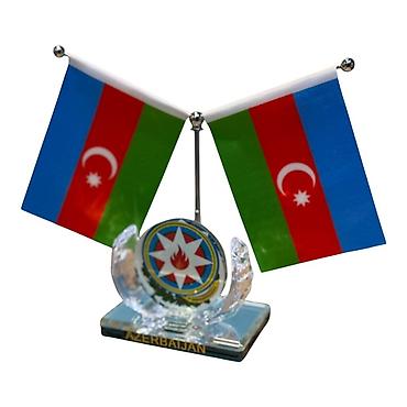 bayraq şekilleri: Masaüstü Azərbaycan bayraqları və bəzək kompozisiyası - İki ədəd — 2
