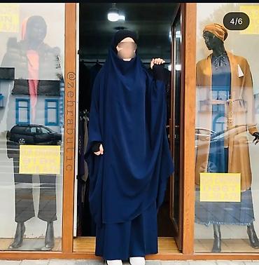 Hicab: Məhsul: Tam örtülü müsəlman geyim dəsti – tünd göy rəng Tərkib: 2 — 1