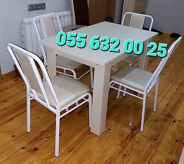 Bağ, çöl mebeli: Yeni, Dördbucaq masa, 4 stul, Açılan, Stullar ilə, Metal — 2