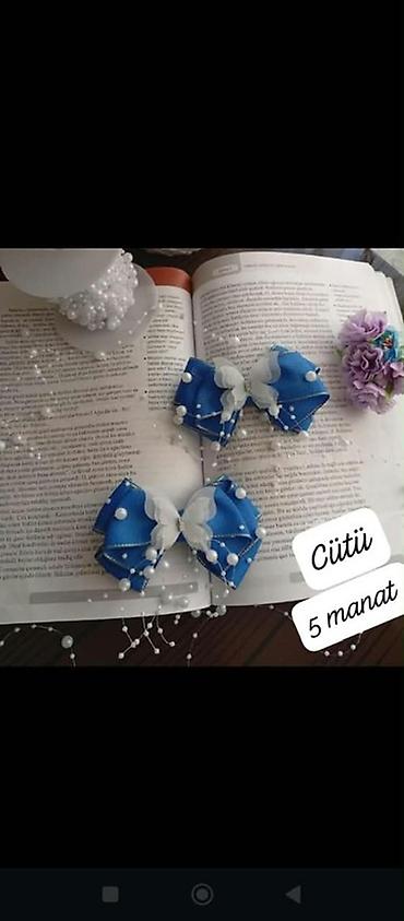 saç yuma: Məktəb üçün əl işi bant və aksesuarlar - Rəng: mavi-ağ, qızılı — 3