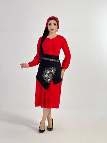 узбекские фасоны из штапеля: Повседневное платье, Made in KG, Лето, Средняя модель, Штапель