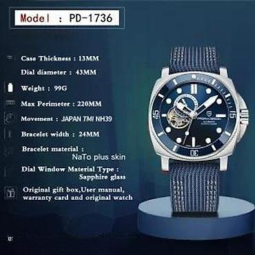 Ručni satovi: PAGANI DESIGN PD-1736 -Plava- Seiko Automatic mehanizam Potpuno nov — 15