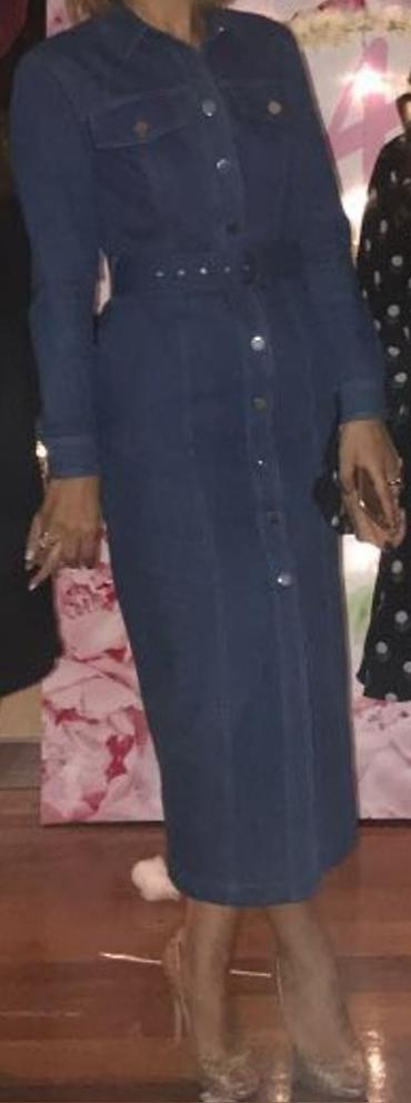 cins: Ölçü 38, M Zəncirli düyməli, tünd mavi denim (cins) don - Model — 1