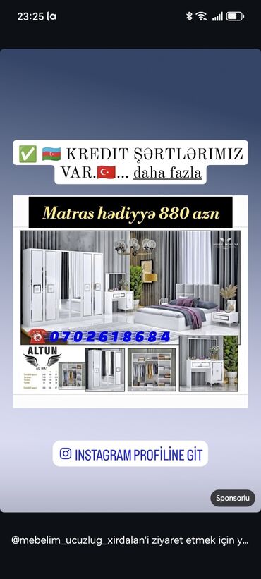 Yataq otağı dəstləri: İkinəfərlik çarpayı, 2 tumba, Dolab, Termo, Azərbaycan, Yeni — 11