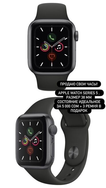 часы casio edifice: Apple Watch Series 5, размер 38 мм, цвет Space Gray с чёрным