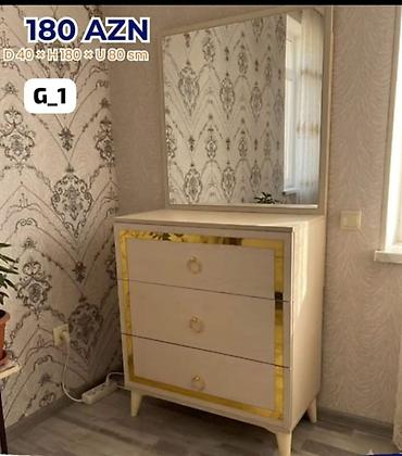 doşəmə ustu guzgu: Güzgülü komod – G_1 modeli Ölçülər: - Dərinlik: 40 sm - Hündürlük — 1