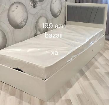divar yataq: Bazalı tək nəfərlik çarpayı - Rəng: ağ korpus, boz yumşaq başlıq — 1